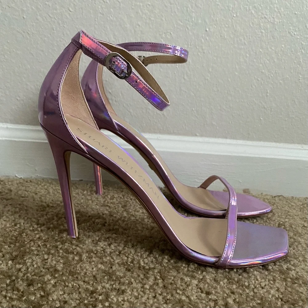 Stuart Weitzman Nudist Curve Iridescent Pink Heels Amatista US 12 - Picture 4 of 9